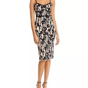 BCBG Black and Cream Floral Dress